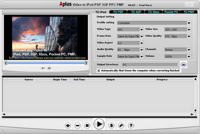 Aplus Video to iPod PSP 3GP