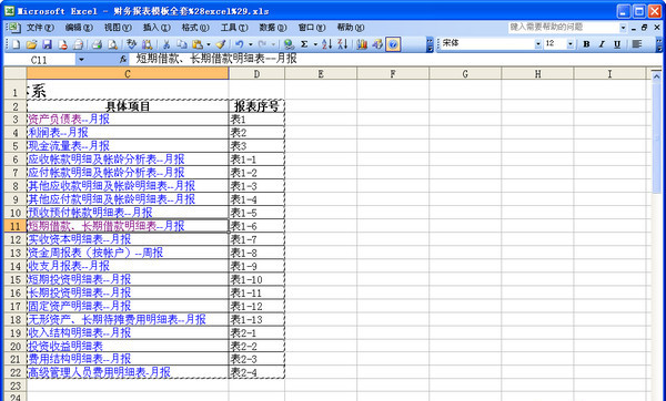 财务报表模板