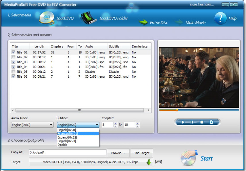 MediaProSoft Free DVD to FLV Converter