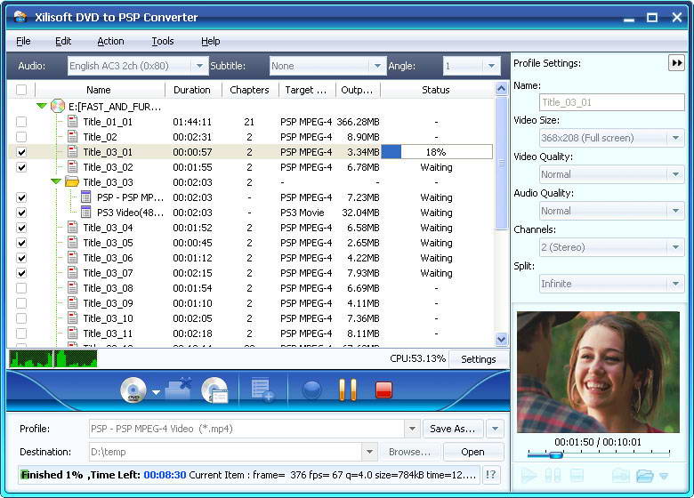 Xilisoft DVD to PSP Converter