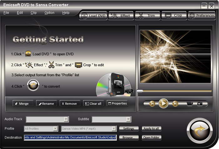 Emicsoft DVD to Sansa Converter