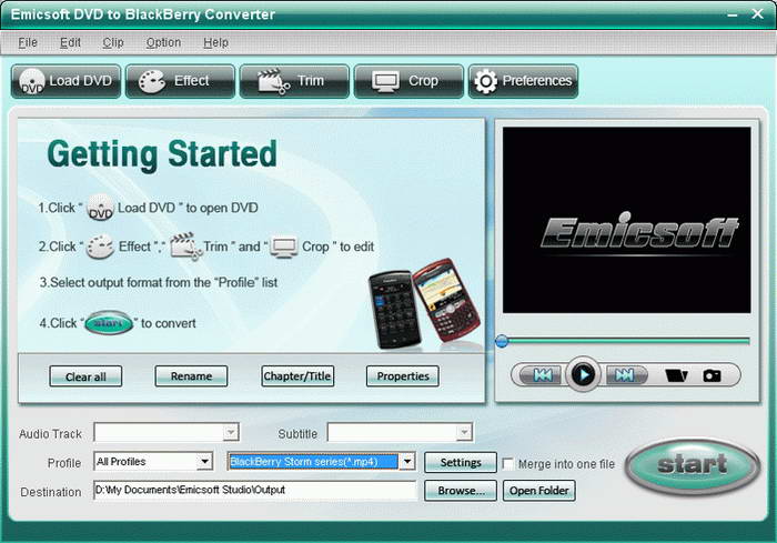 Emicsoft DVD to BlackBerry Converter