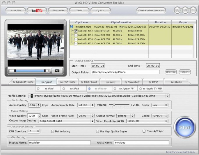 WinX HD Video Converter For Mac