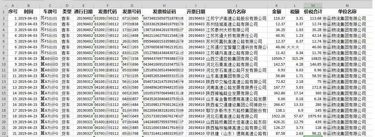 ETC电子发票台账