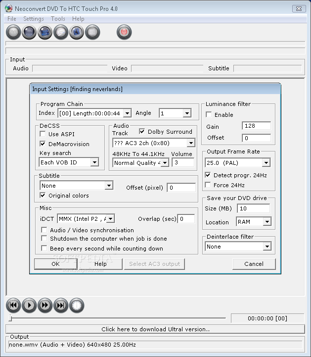 Neoconvert DVD To HTC Touch Pro