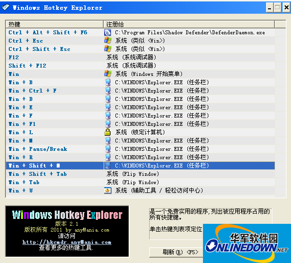 查看被占用的快捷键(Windows Hotkey Explorer)