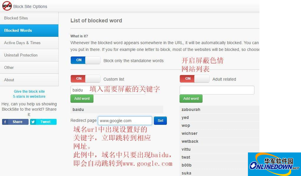 Block site屏蔽指定网址并设置自动跳转浏览器插件