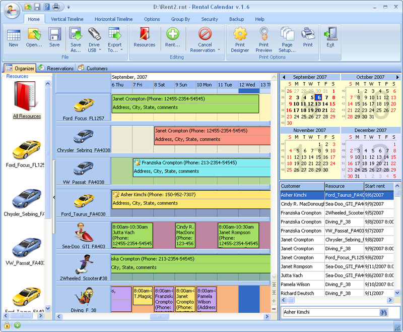 Rental Calender