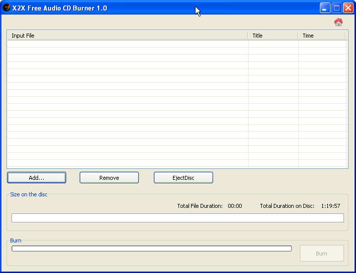 X2X Free Audio CD Burner