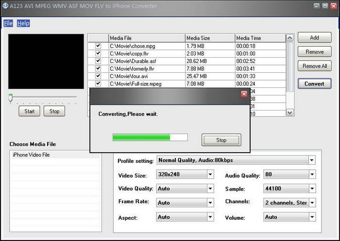 A123 AVI MPEG WMV ASF MOV FLV to iPhone Converter