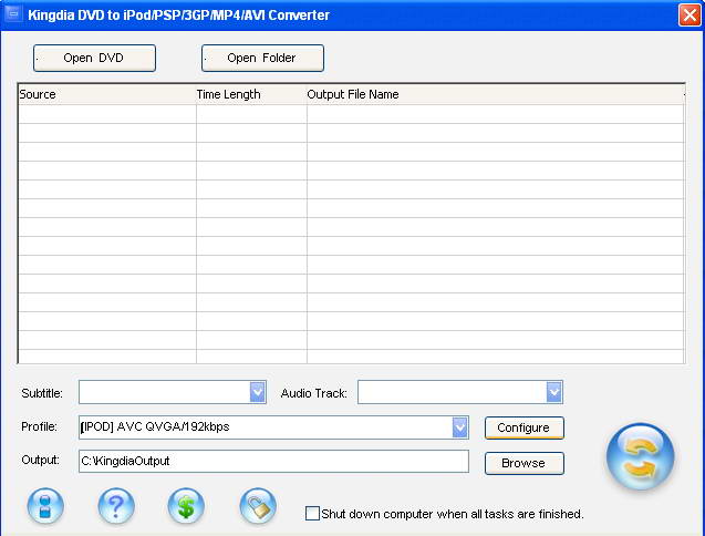 Kingdia DVD to iPod/PSP/3GP/MP4/AVI Converter