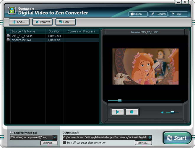 Daniusoft Digital Video to ZEN Converter