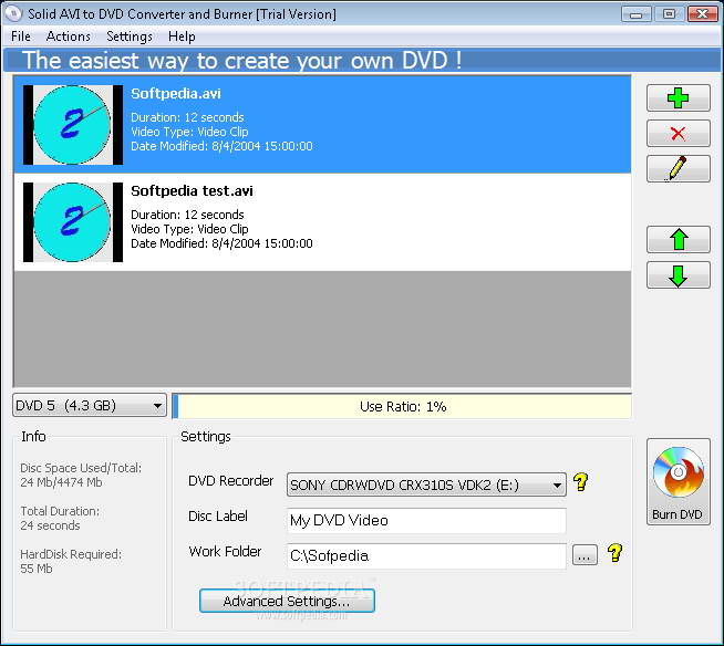 Solid AVI to DVD Converter and Burner