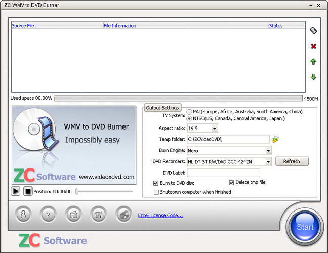 ZC WMV to DVD Burner