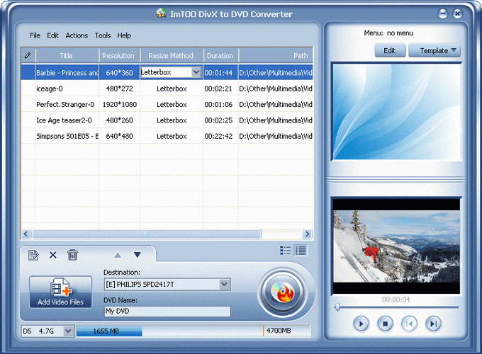 ImTOO DivX to DVD Converter