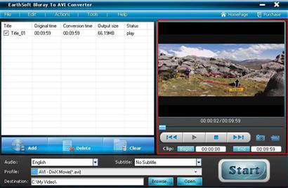 EarthSoft Bluray To AVI Converter