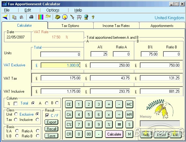 Tax Apportionment Calculator