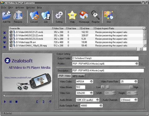 zealotsoft All Video to PSP Converter