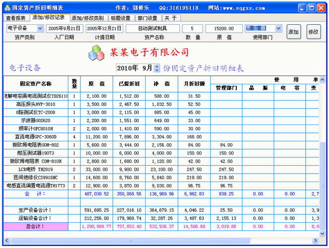 固定资产折旧计算