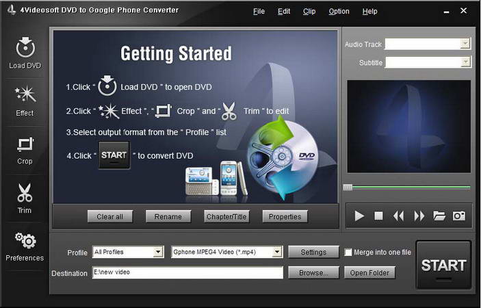 4Videosoft DVD to Google Phone Converter