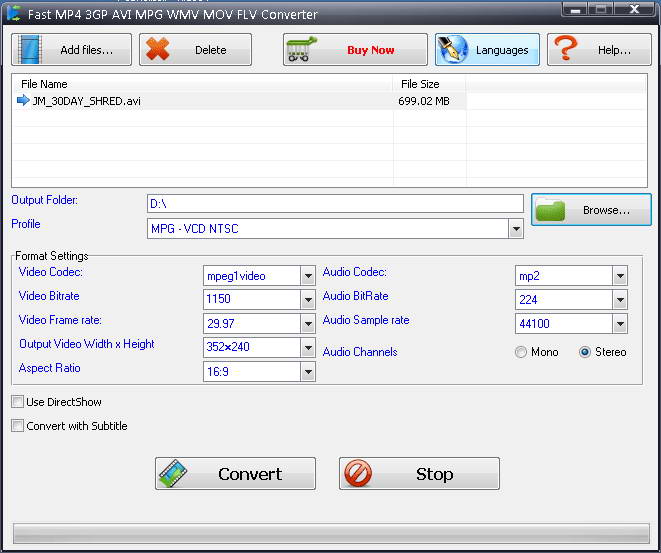 Fast MP4 3GP AVI MPG WMV RM MOV FLV Converter