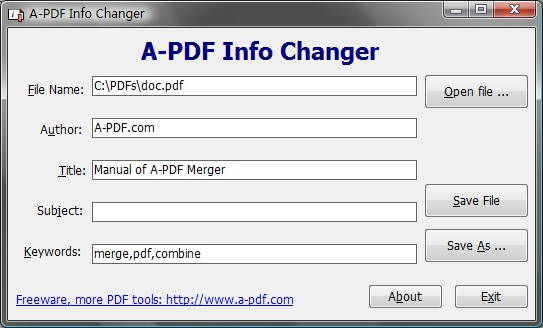 A-PDF INFO Changer