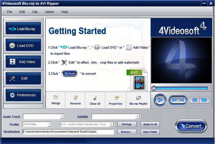 4Videosoft Blu-ray to AVI Ripper