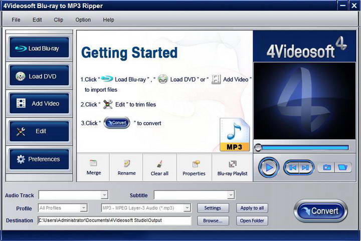 4Videosoft Blu-ray to MP3 Ripper