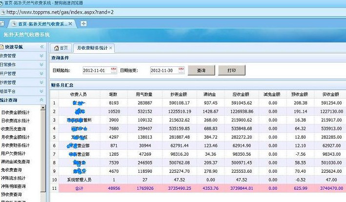 拓扑天然气收费系统