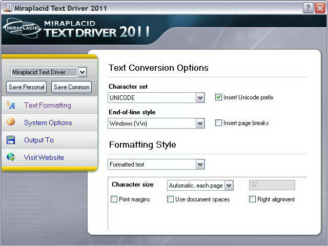 Miraplacid Text Driver SDK