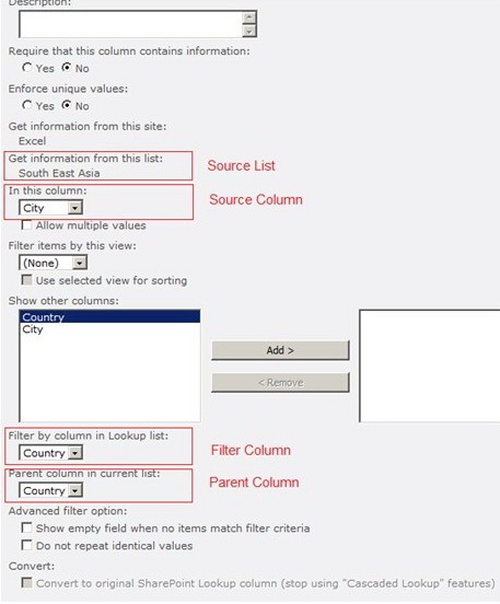 SharePoint Cascaded Lookup