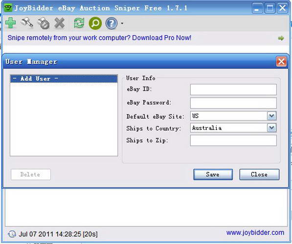 JoyBidder eBay Auction Sniper Free