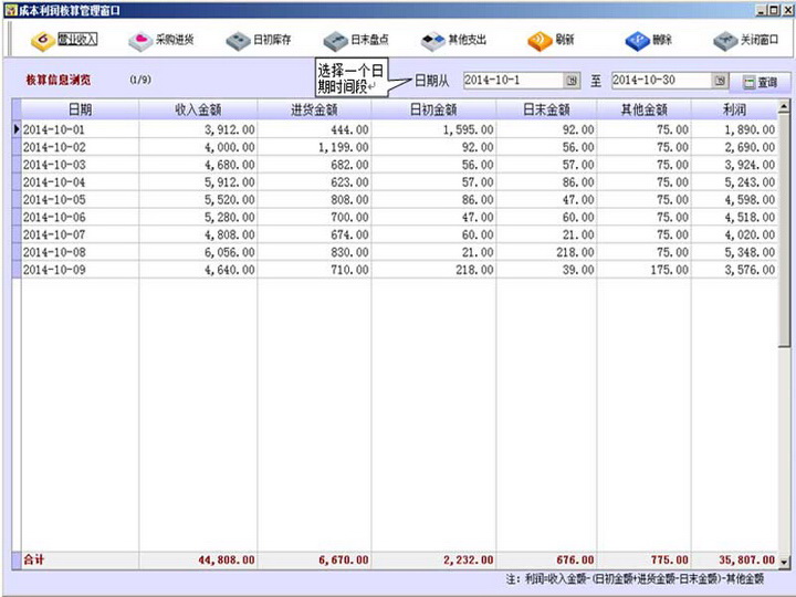 成本利润核算系统