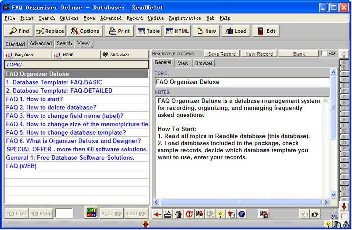 FAQ Organizer Deluxe