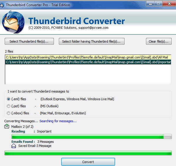 Conversion from Thunderbird to Outlook