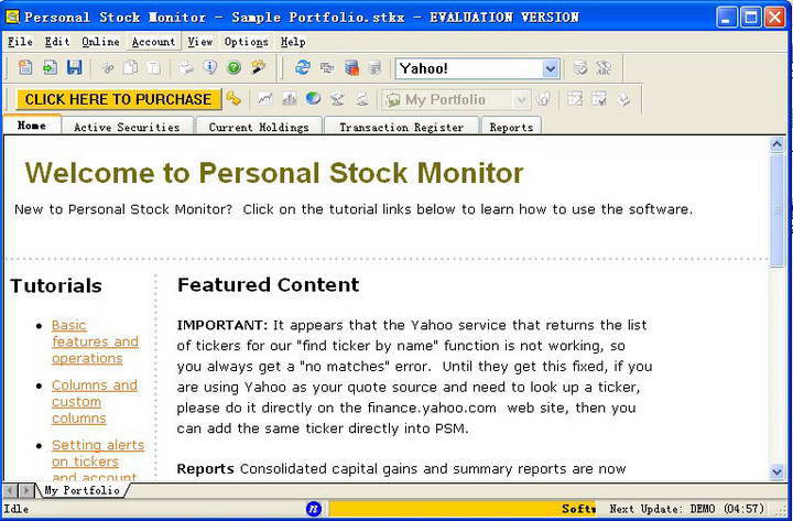 Personal Stock Monitor standard