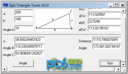 Gps距离角度、三角形边长角度计算工具(Tirangle Gps Tools)