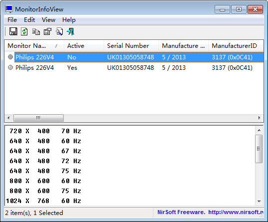 MonitorInfoView(查看显示器详细信息)