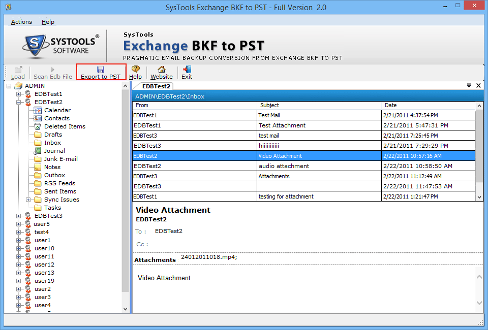 Extract Exchange BKF to PST