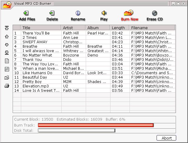 Visual MP3 CD Burner