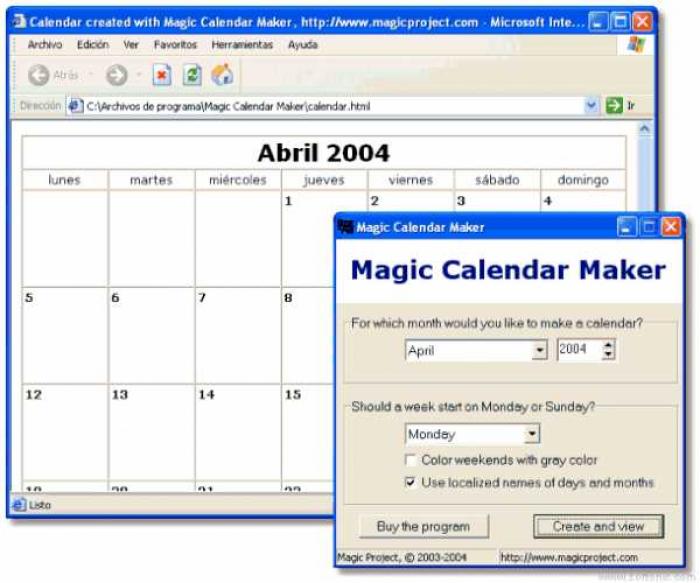 Magic Calendar Maker