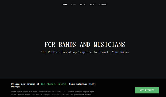 黑色的酷炫乐队网站模板下载