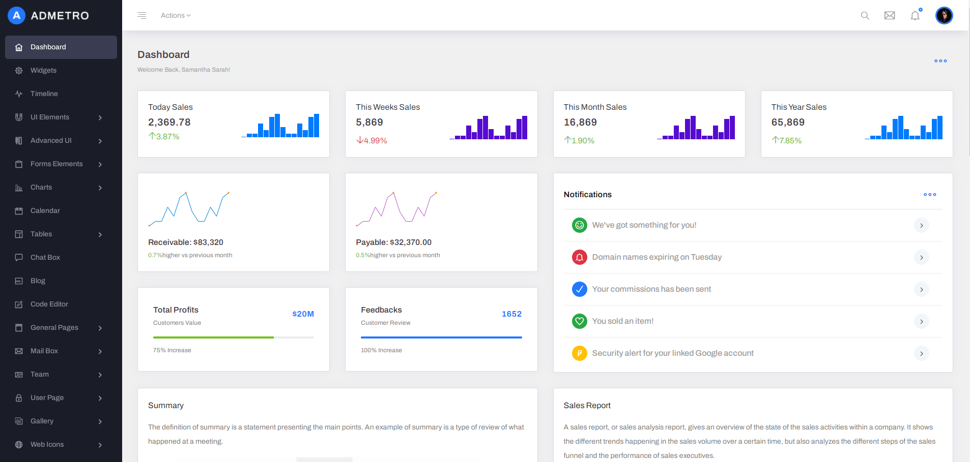 Bootstrap4响应式Web管理软件模板-Admetro