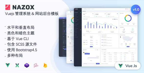 Vuejs后台管理系统模板-Nazox