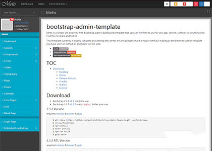 Metis bootstrap后台UI界面模板下载