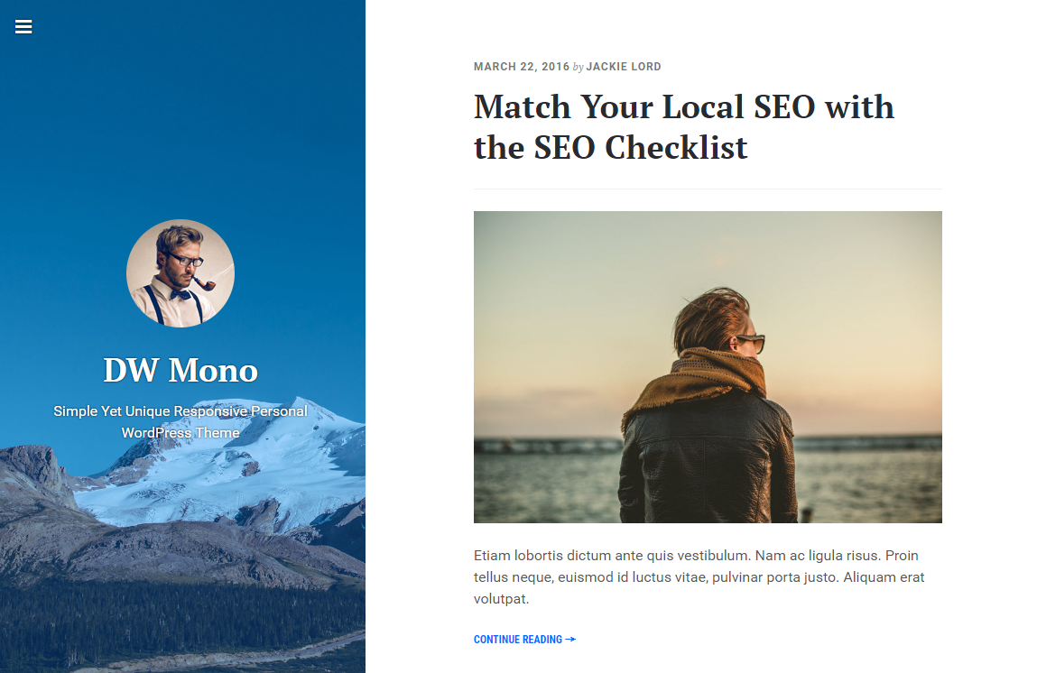 wordpress自适应博客主题：DW Mono WordPress Theme