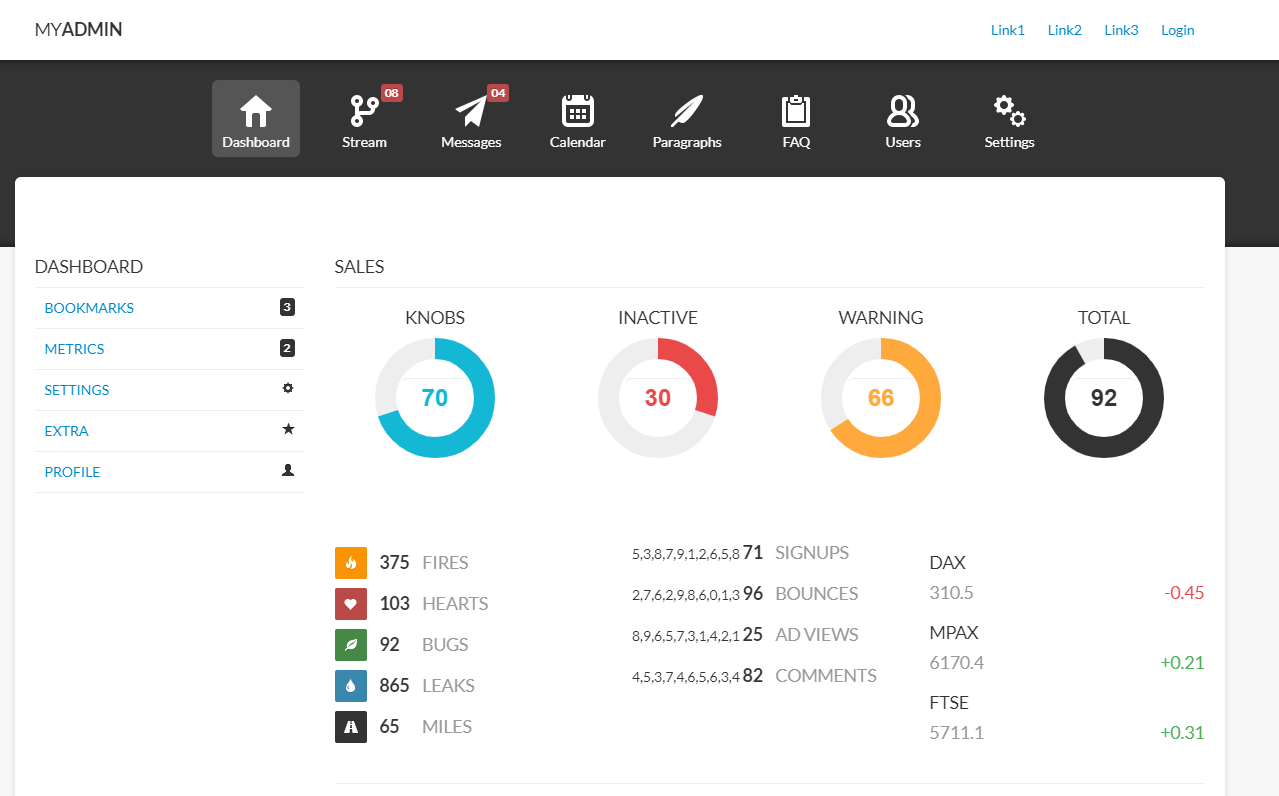 bootstrap后台管理框架模板效果