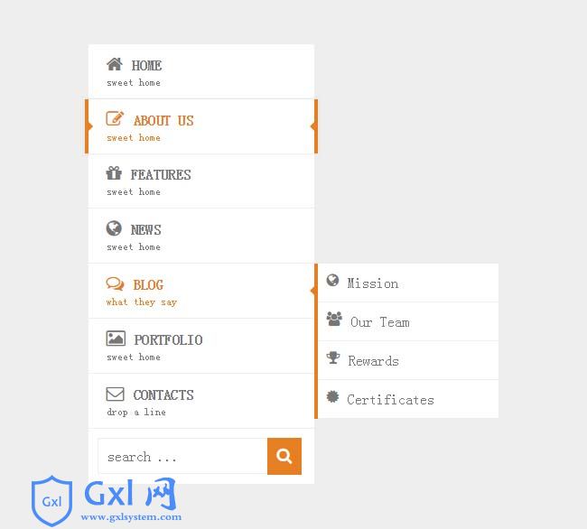 CSS3竖直图标导航菜单代码