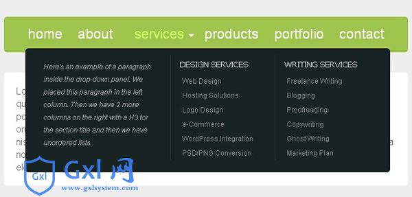 jquery+css3绿色下拉菜单