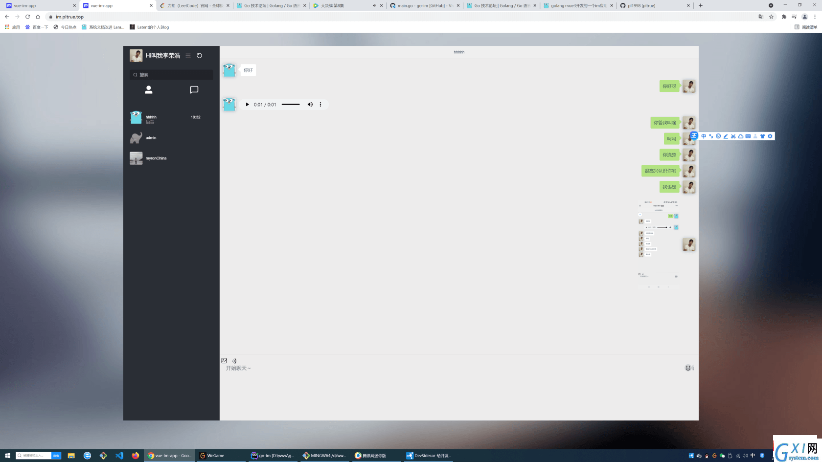 golang+vue3开发的一个im应用